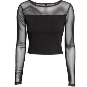 H&M Black Mesh Long Sleeve Top
